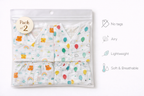 Pack of 2 - Baby Muslin Night Suit Set - Full Sleeve Shirt & Pajama, Soft Cotton Breathable Sleepwear - White Print (3-6 Months)