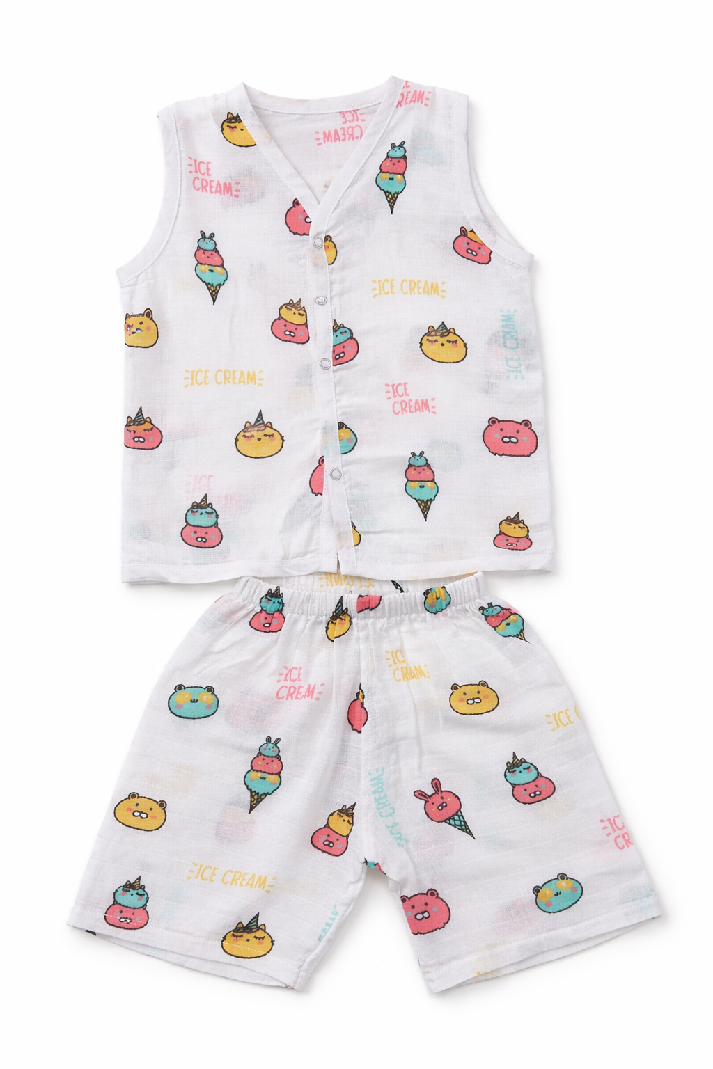 Pack of 2 - Baby Muslin Co-ord Set - Sleeveless Vest & Shorts, Soft Cotton Summer Outfit - (6-9 Months)
