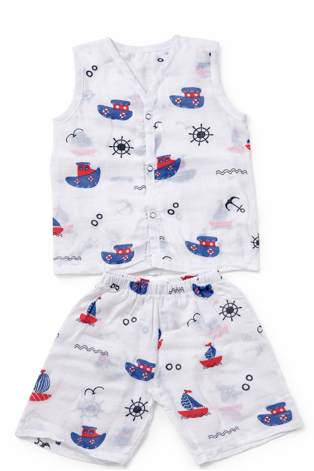 Pack of 3 - Baby Muslin Co-ord Set - Sleeveless Vest & Shorts, Soft Cotton Summer Outfit - (6-9 Months)