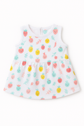Pack of 2 - Baby Girl Muslin Cotton Sleeveless Zip Dress - Soft Breathable Summer Frock with Cute Prints for 9-12 Months Baby
