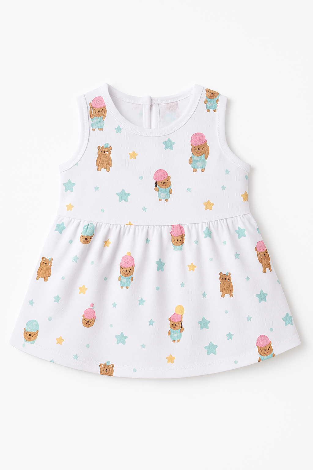 Pack of 5 - Baby Girl Muslin Cotton Sleeveless Zip Dress - Soft Breathable Summer Frock with Cute Prints for 9-12 Months Baby