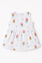 Pack of 5 - Baby Girl Muslin Cotton Sleeveless Zip Dress - Soft Breathable Summer Frock with Cute Prints for 9-12 Months Baby