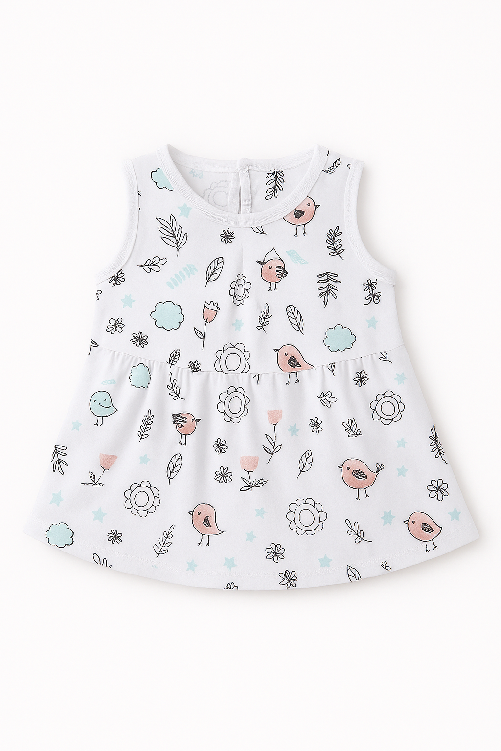 Pack of 5 - Baby Girl Muslin Cotton Sleeveless Zip Dress - Soft Breathable Summer Frock with Cute Prints for 9-12 Months Baby