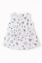 Pack of 5 - Baby Girl Muslin Cotton Sleeveless Zip Dress - Soft Breathable Summer Frock with Cute Prints for 9-12 Months Baby