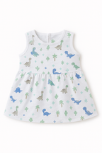 Pack of 5 - Baby Girl Muslin Cotton Sleeveless Zip Dress - Soft Breathable Summer Frock with Cute Prints for 9-12 Months Baby