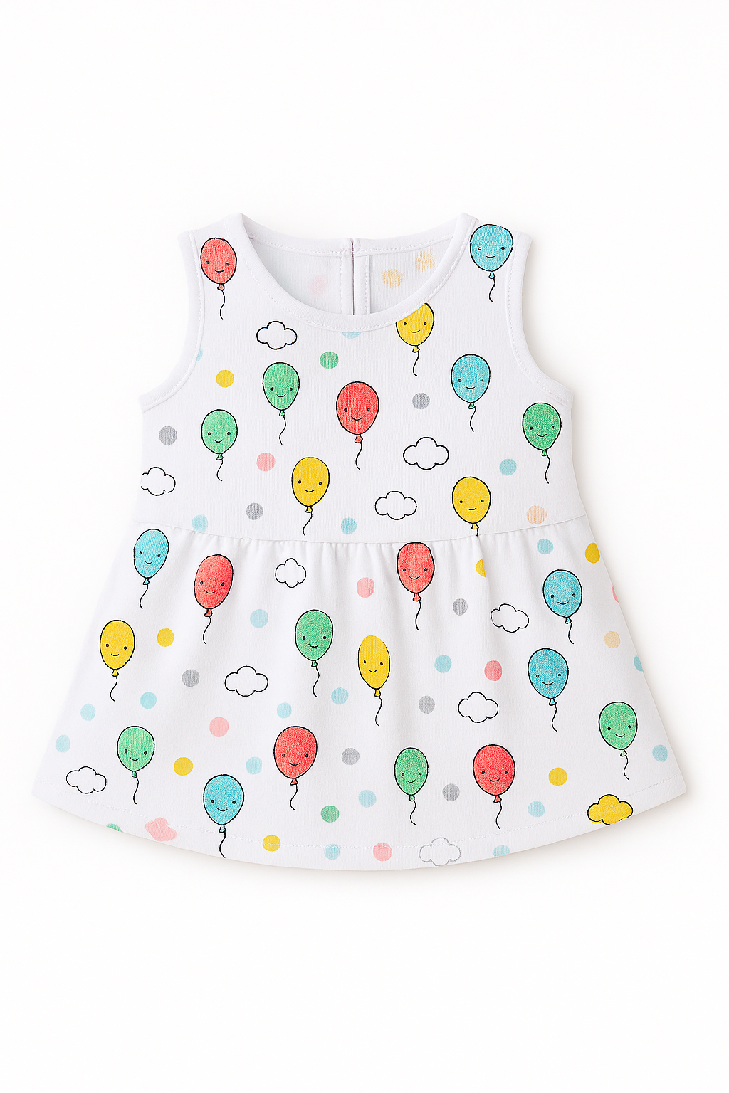 Pack of 5 - Baby Girl Muslin Cotton Sleeveless Zip Dress - Soft Breathable Summer Frock with Cute Prints for 9-12 Months Baby