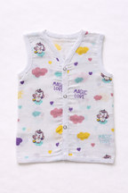 Pack of 5 - Baby Muslin Jabla Vest - Sleeveless Front Open Top, Soft Breathable Cotton - (3-6 Months)