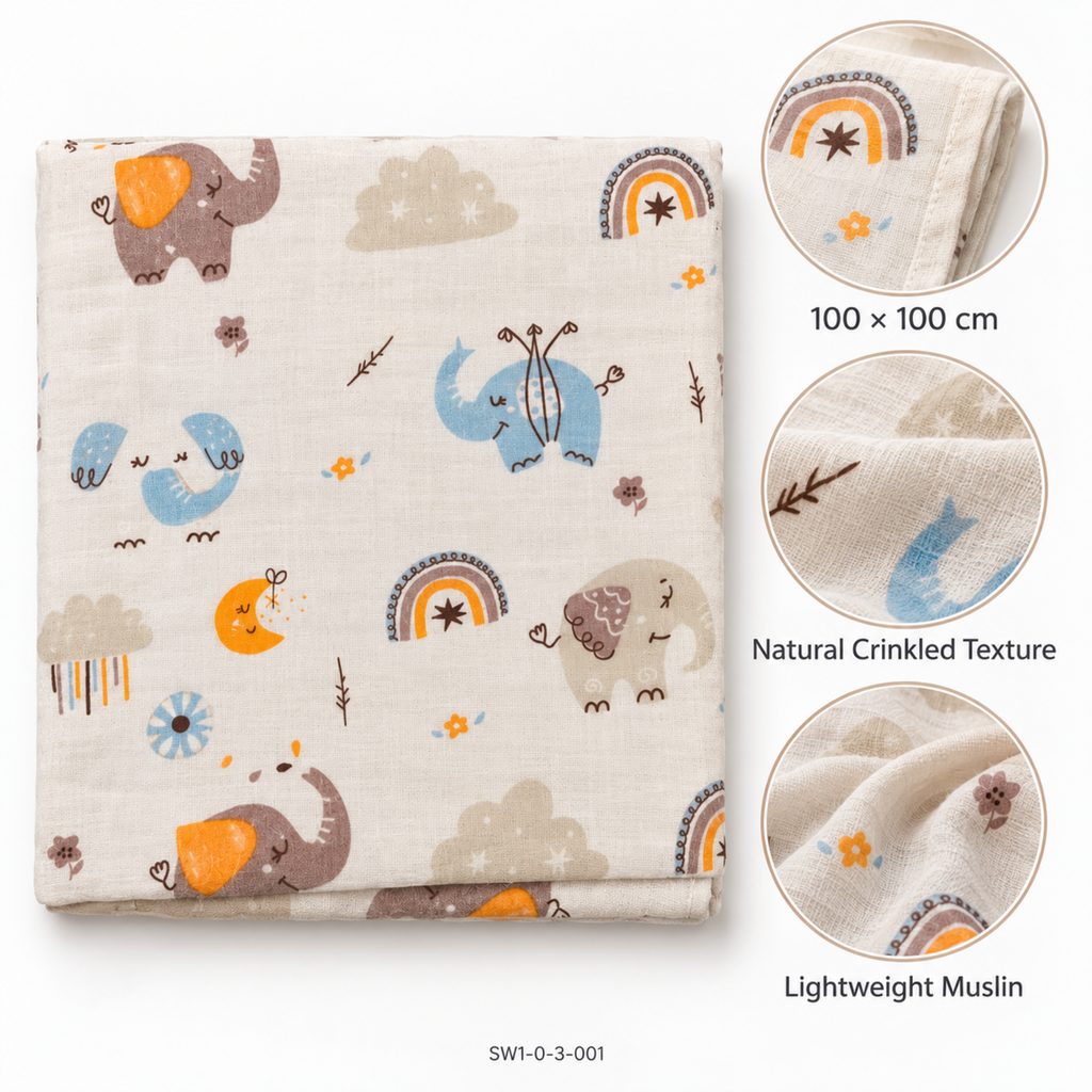 Premium Muslin Crinkled Swaddle - 100 x 100 cm
