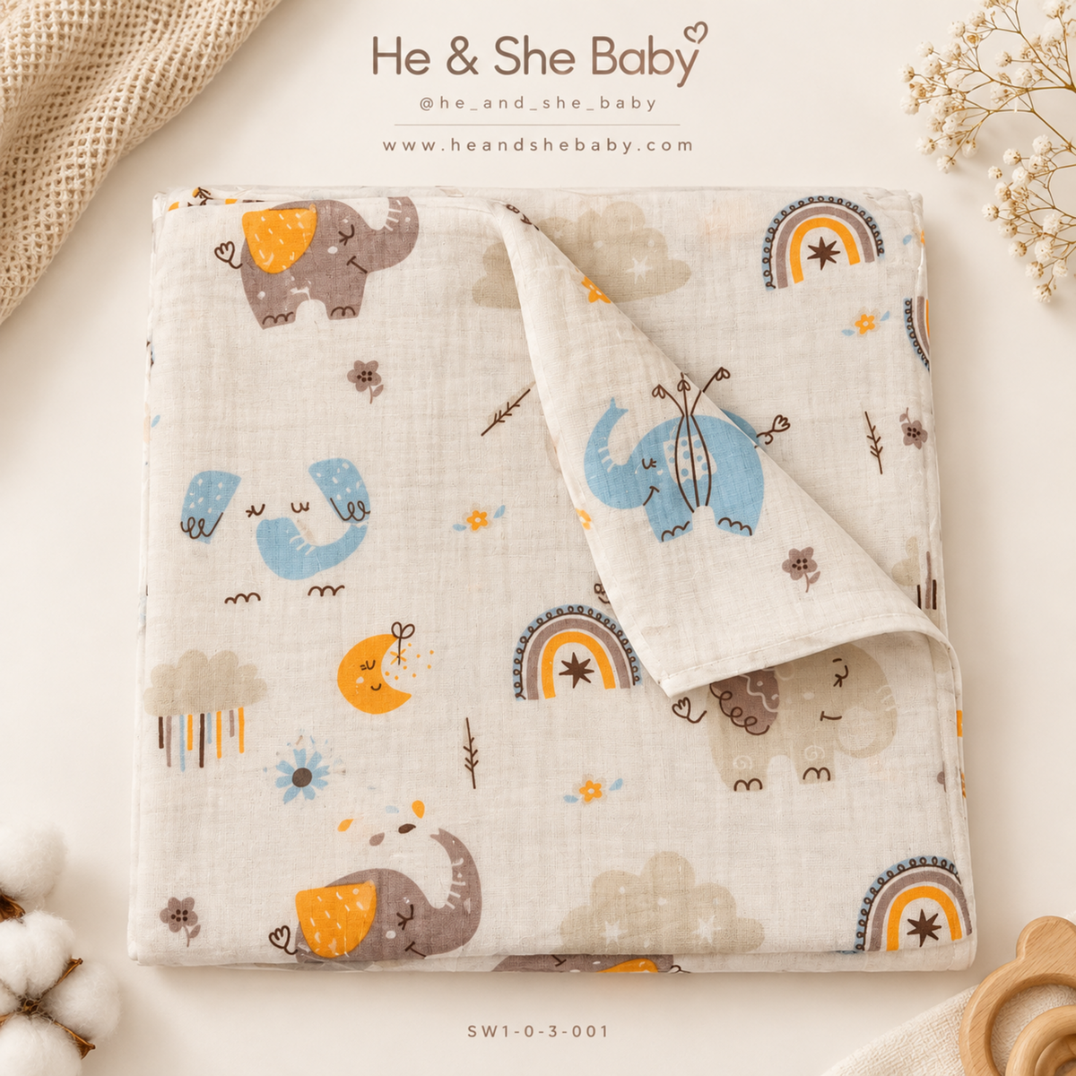 Premium Muslin Crinkled Swaddle - 100 x 100 cm