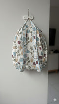 Handcrafted Soft Quilted Cotton Toddler Backpack Underwater Sea, Star and plants Design